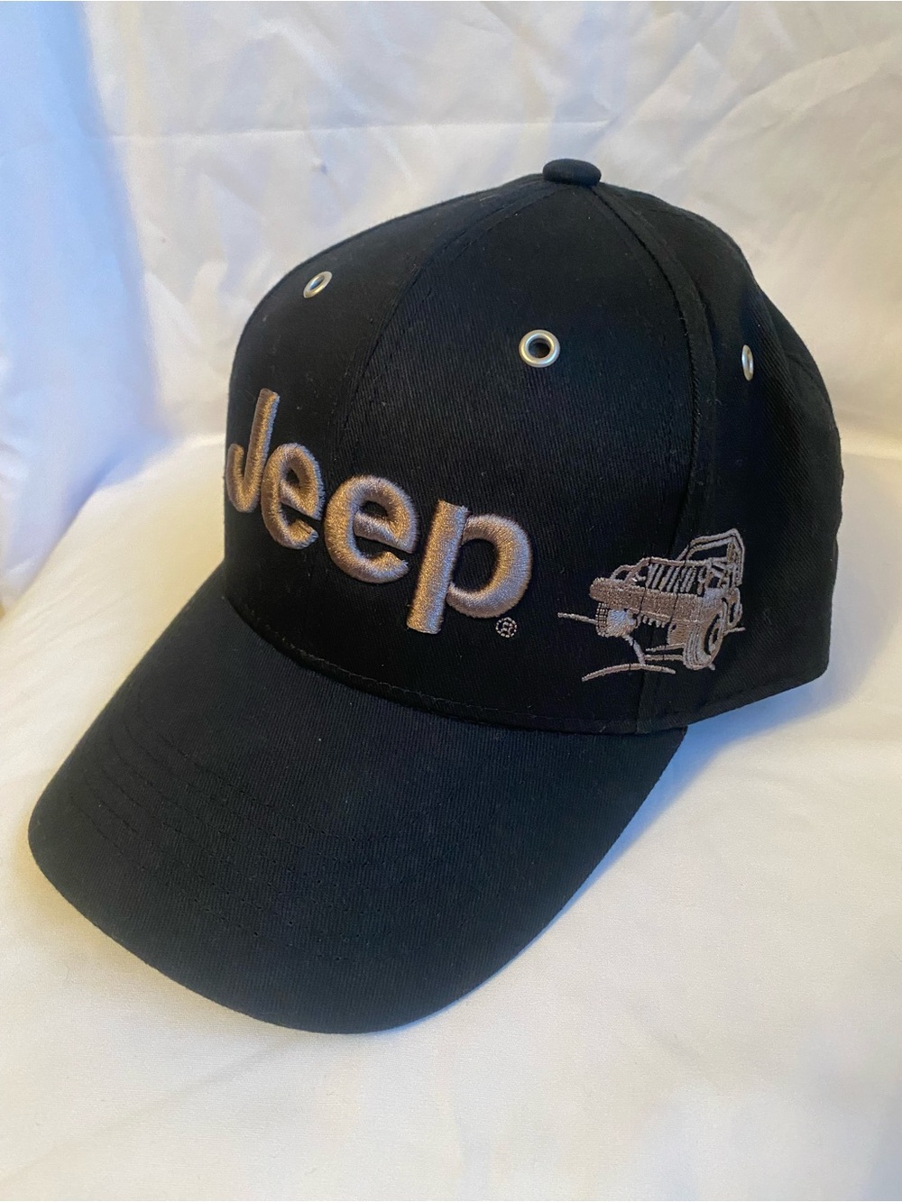 Jeep Black Cap with Tan Embroidered Logo
